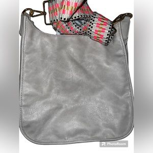 ah-dorned Lg faux leather crossbody bad with extra strap